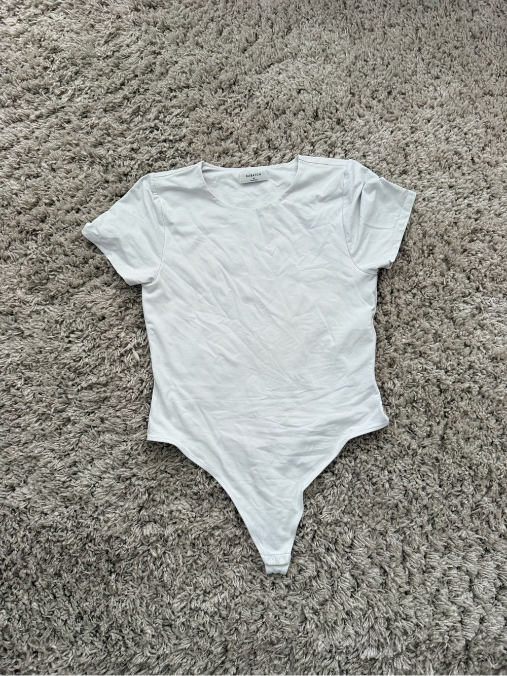 Aritzia White Short Sleeve Crewneck Cotton Bodysuit